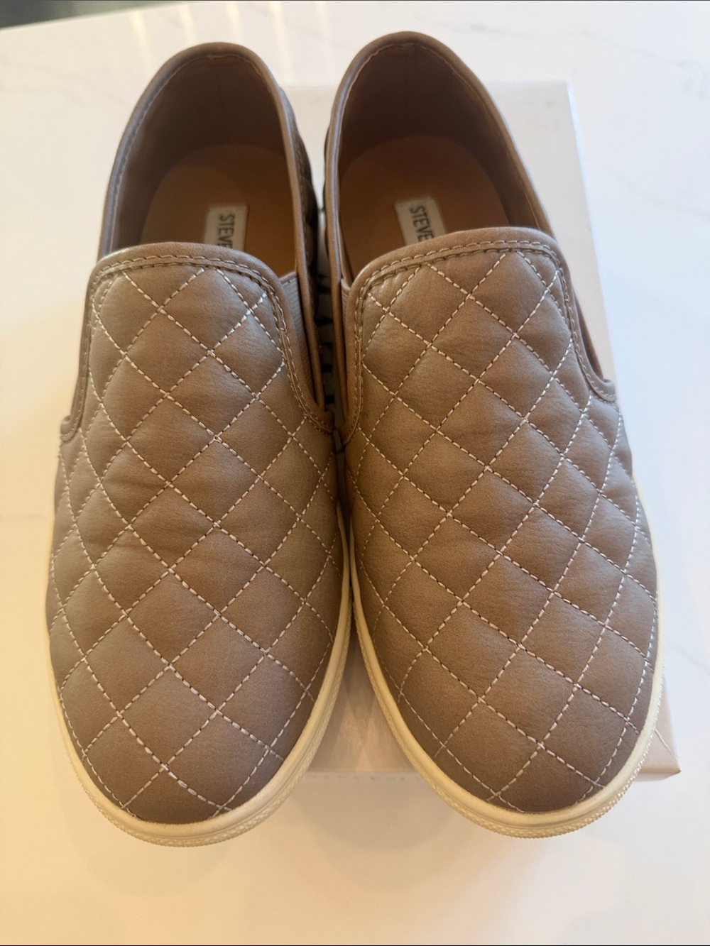 Steve Madden Quilted Slip-On Sneakers in Taupe